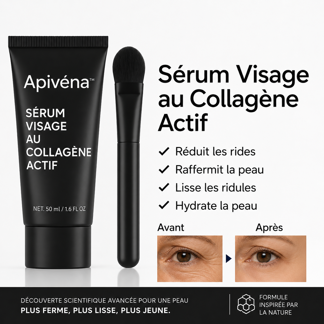 Apivéna™ Sérum Visage au Collagène Actif | Retendez votre peau et effacez les rides en 7 minutes!
