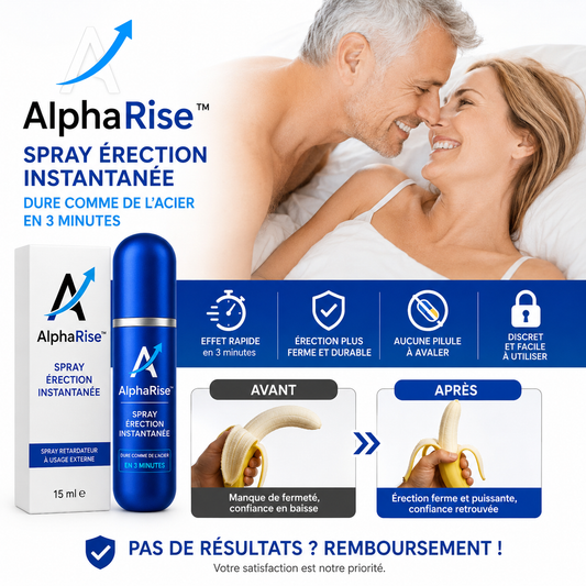 AlphaRise™ Spray Érection Instantanée | Dure comme de l’acier en 3 minutes, sans pilules ni attente !