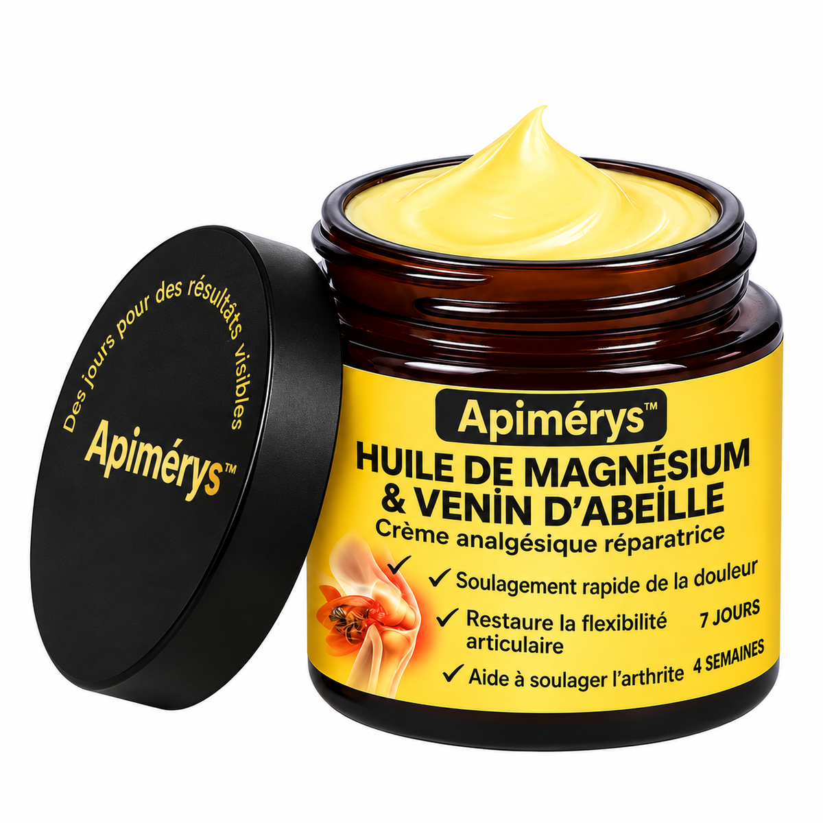 Apimérys™ Crème Anti-douleur au Magnésium et au Venin d'Abeille | Supprime vos douleurs articulaires en un instant!