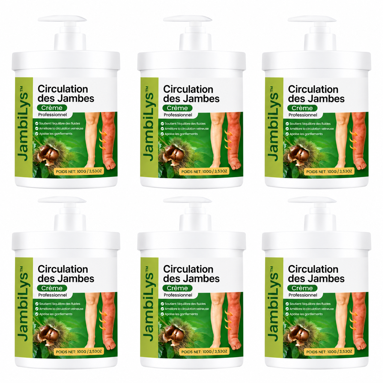 JambiLys™ Crème Anti-Gonflement Jambes Lourdes | Dégonflez vos jambes et retrouvez une sensation de légèreté dès les premières applications !