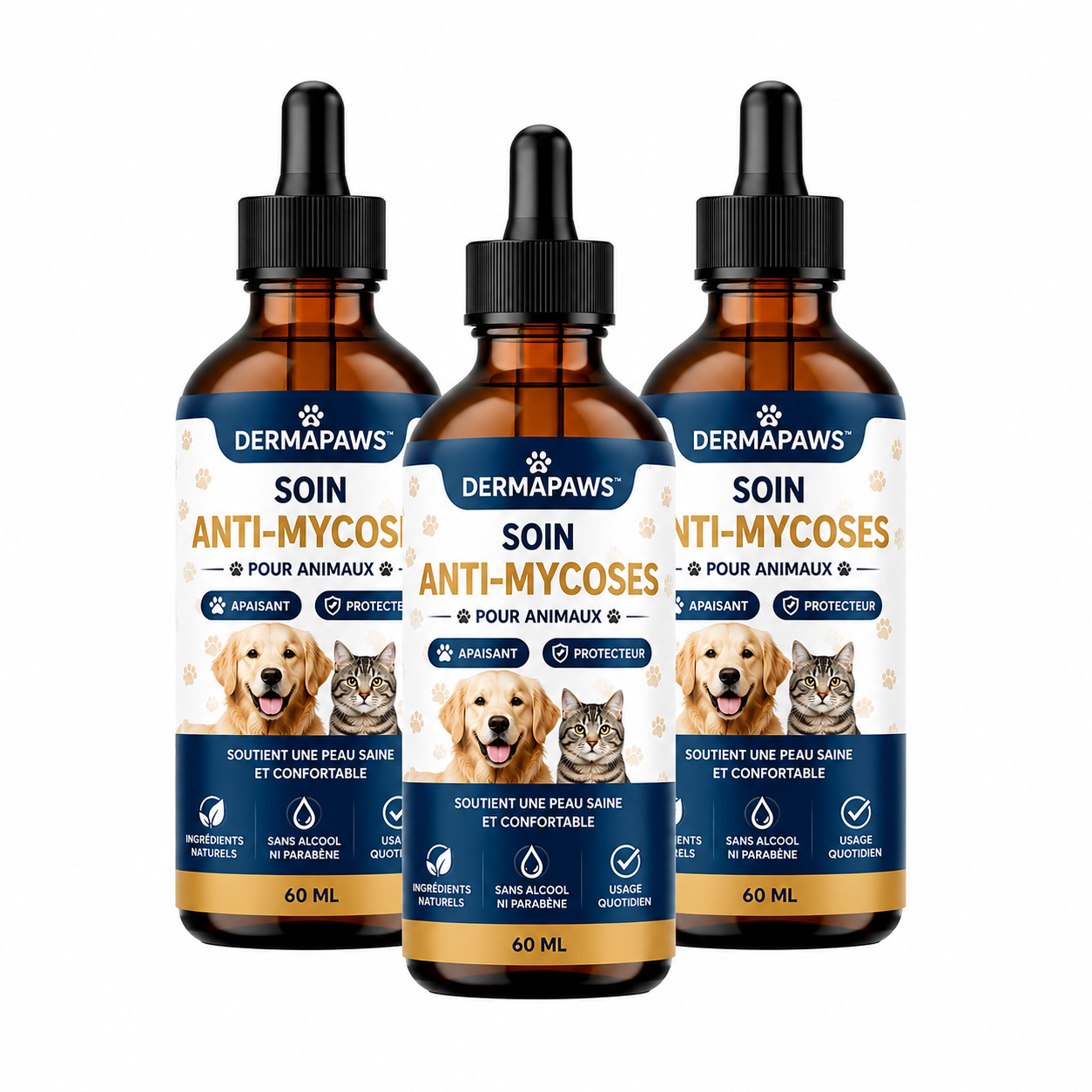 Dermapaws™ Soin Anti-Mycoses pour Animaux | Stoppez grattage et léchage en quelques jours !