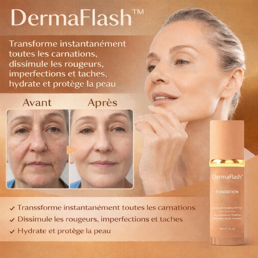 DermaFlash™ Fond de Teint Lissant Instantané | Efface visuellement les rides en 5 secondes et rajeunit le visage de 10 ans !