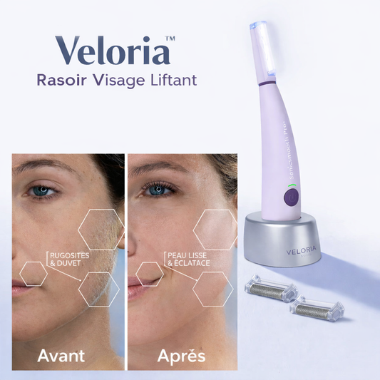 Veloria™ Rasoir Visage Liftant | Peau lisse, rides atténuées et teint lumineux en 3 minutes !