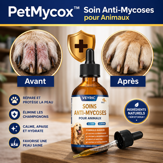 MycoVet™ Soin Anti-Mycoses pour Animaux | Stoppez grattage et léchage en quelques jours !
