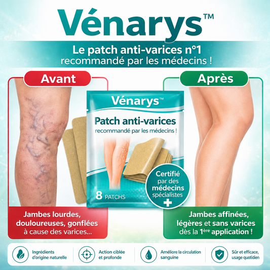 Vénarys™ Patch Anti-Varices | Faites disparaître varices et douleurs de jambes en 3 minutes !