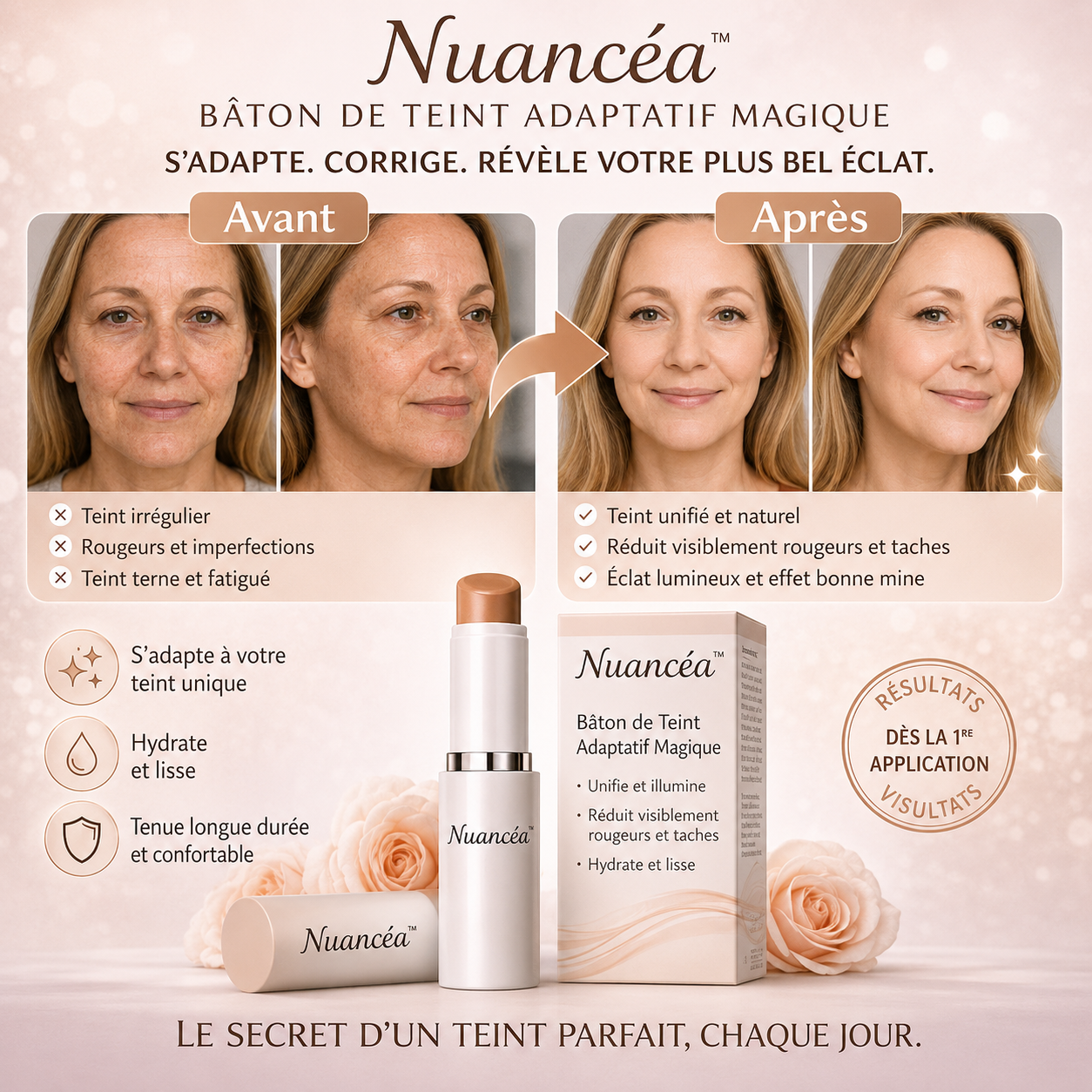 Nuancéa™ Teint Magique Stick Adaptatif | Obtenez un teint parfait qui s’accorde à votre peau !