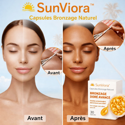 SunViora™ Capsules Bronzage Naturel | Obtenez un bronzage doré et uniforme en seulement 5 jours !