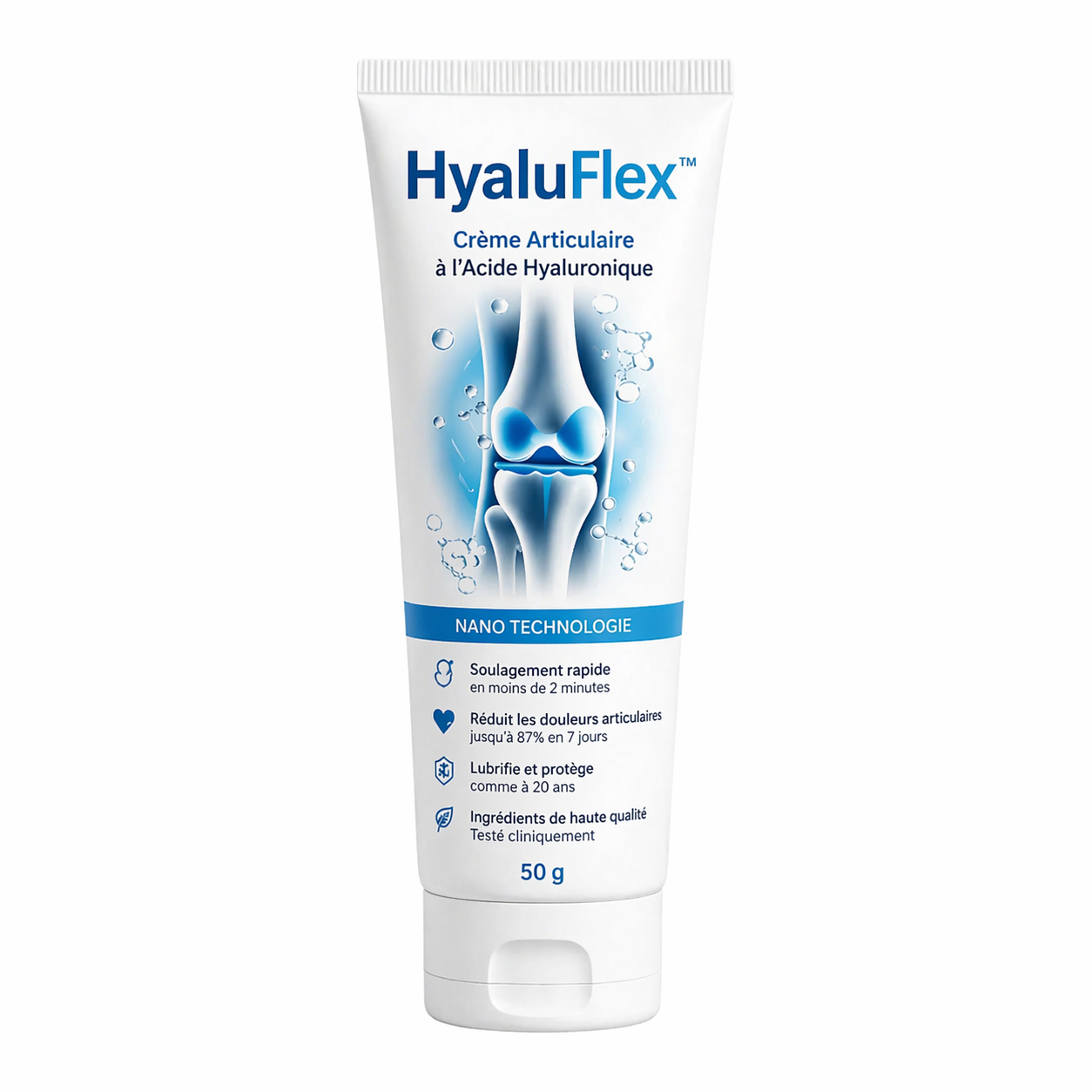 HyaluFlex™ Crème Articulaire à l'Acide Hyaluronique | Supprimez vos douleurs d'arthrose en 2 minutes chrono !