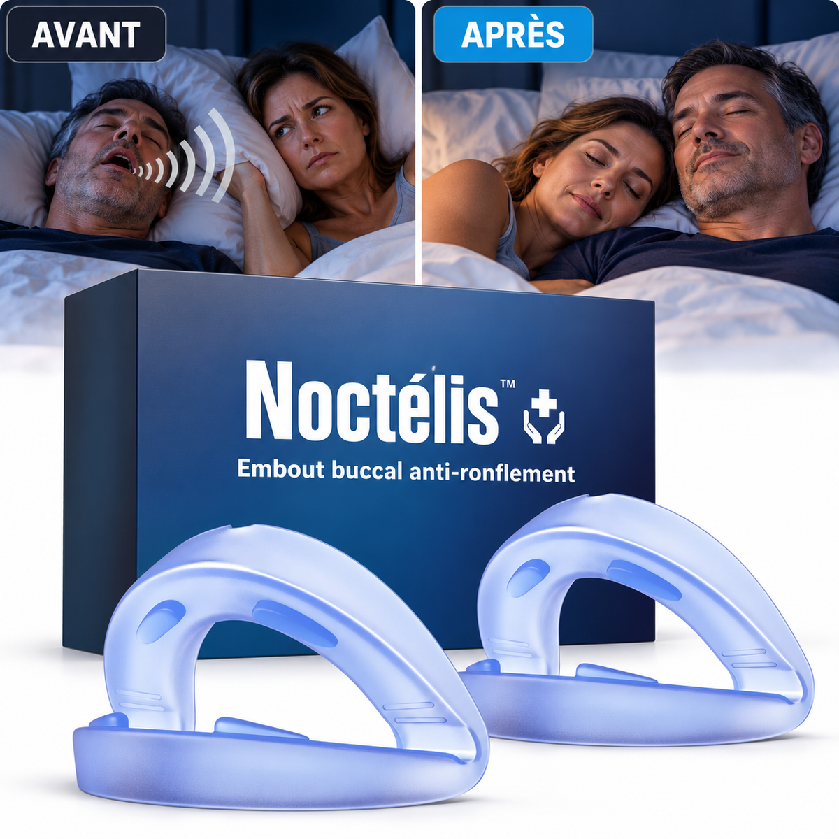 Noctélis™ Embout Anti-Ronflement | Stoppe les ronflements dès la première nuit – validé par des spécialistes du sommeil !