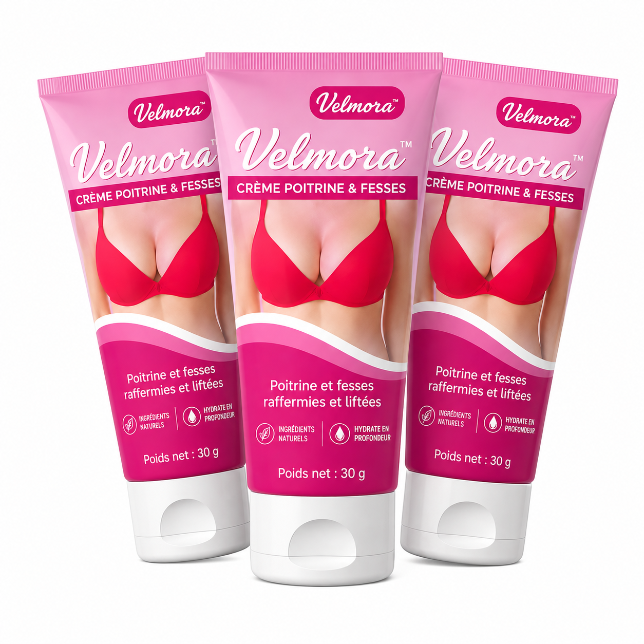 Velmora™ Crème Poitrine & Fesses | Augmente visiblement vos formes en quelques minutes !