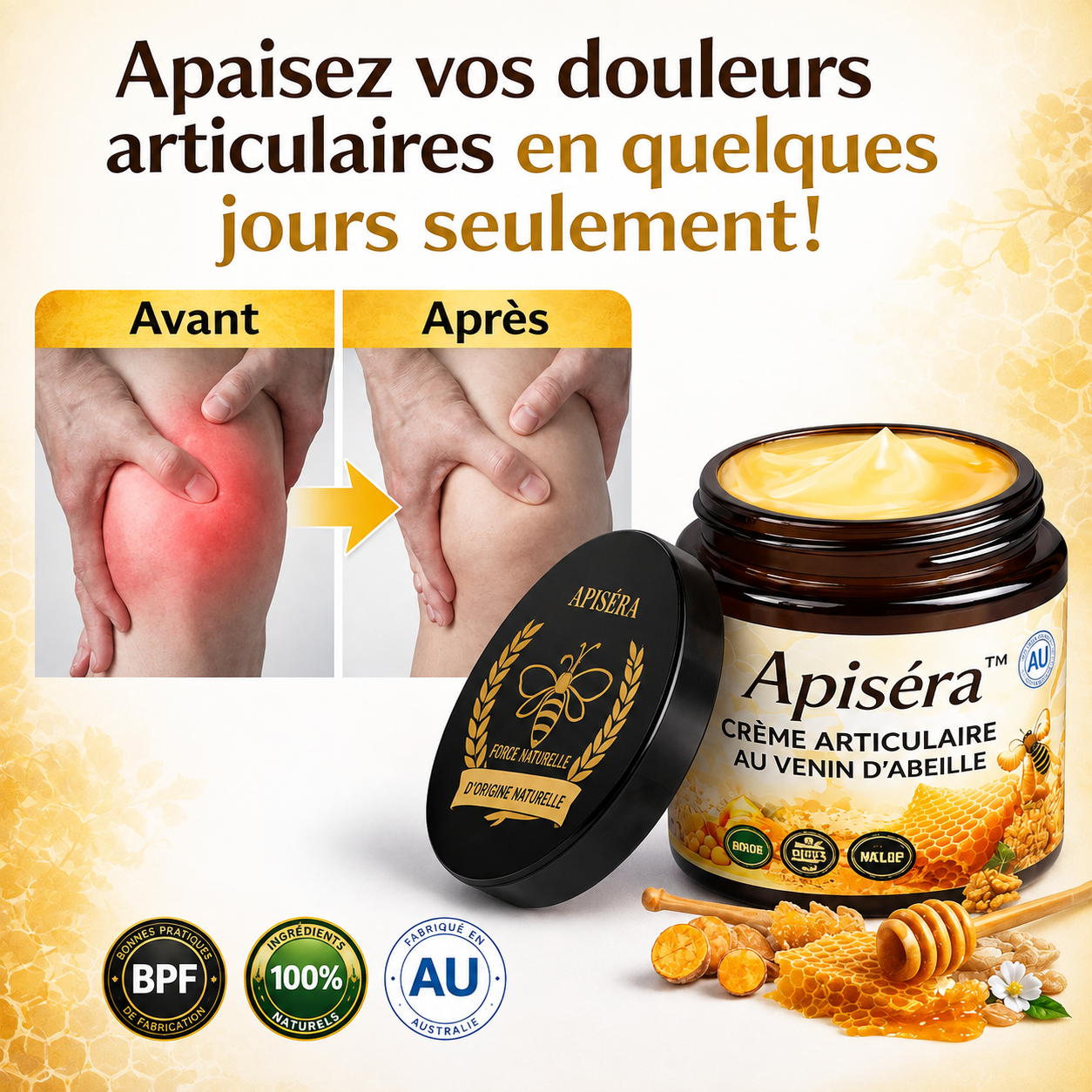Apiséra™ Crème Articulaire au Venin d’Abeille | Soulage les douleurs et libè