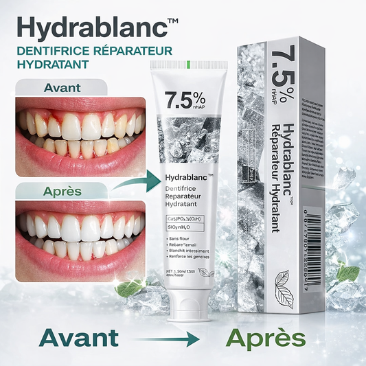 Hydrablanc™ Dentifrice Réparateur Hydratant | Répare l’émail et blanchit les dents dès les premiers brossages !
