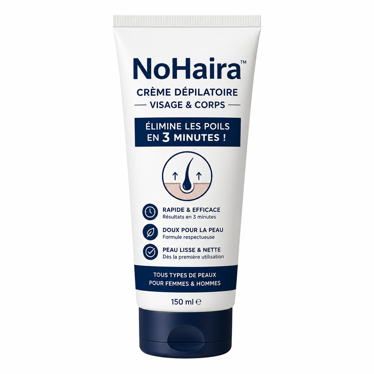 NoHaira™ Crème Dépilatoire Visage & Corps | Éliminez tous vos poils en 3 minutes !