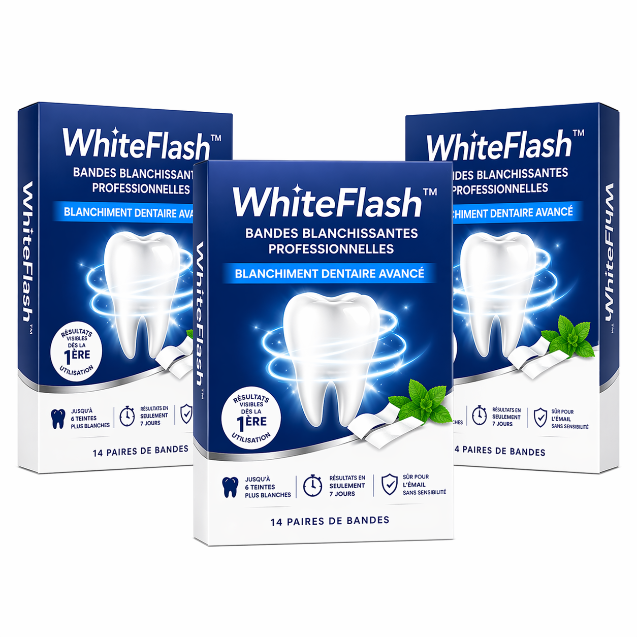 WhiteFlash™ Bandes Blanchissantes | Blanchissez vos dents en quelques jours et révélez un sourire éclatant instantanément !