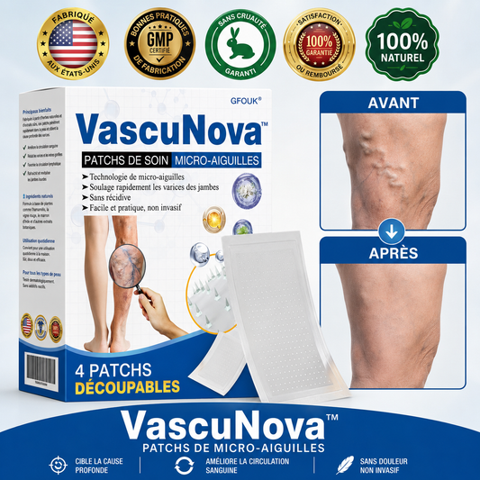 VascuNova™ Patch Micro-Aiguilles Anti-Varices | Soulagez jambes lourdes, gonflements et veines visibles dès 7 jours !