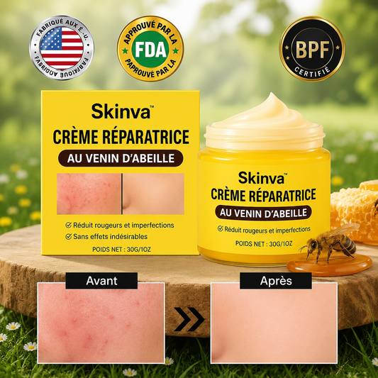 Skinva™ Crème Réparatrice au Venin d’Abeille | Efface rougeurs & imperfections en 3 jours!