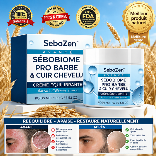 SeboZen™ Crème Barbe & Cuir Chevelu | Stoppez les pellicules visibles et calmez les démangeaisons en 7 jours !