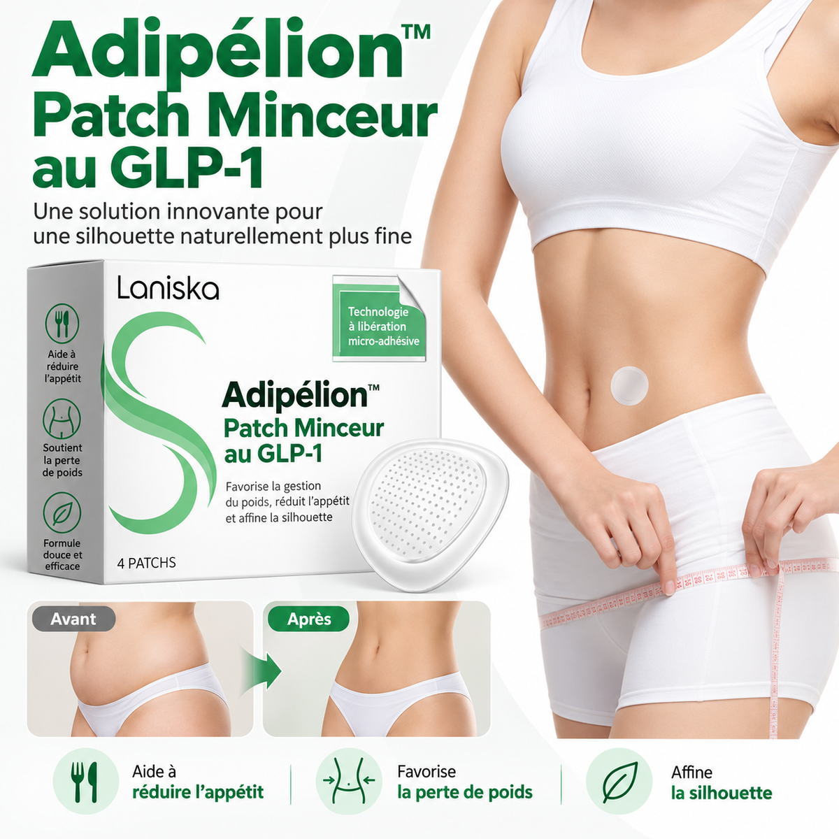 Adipélion™ Patch Minceur au GLP-1 | Perdez jusqu’à 4,3 kilos de graisse en 5 jours !