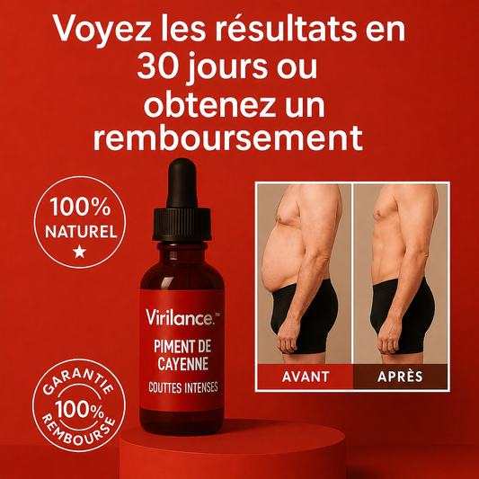 Virilance™ Gouttes Intenses au Piment de Cayenne | Retrouvez une érection en 3 minutes!