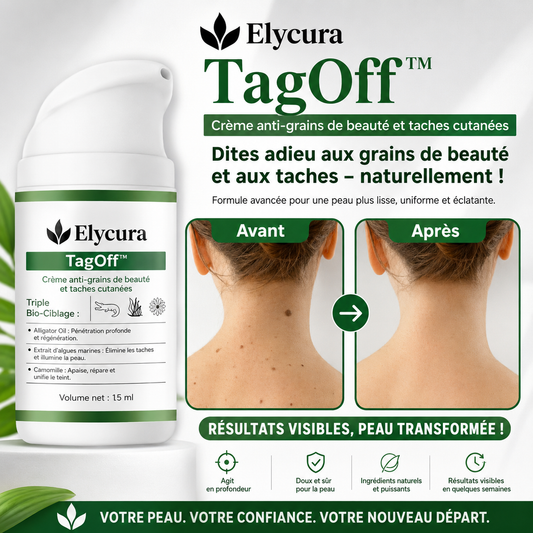 TagOff™ Crème Ciblée Anti-Grains de Beauté & Acrochordons | Retrouvez une peau lisse en 7 jours, sans chirurgie, sans laser ni facture dermatologue !