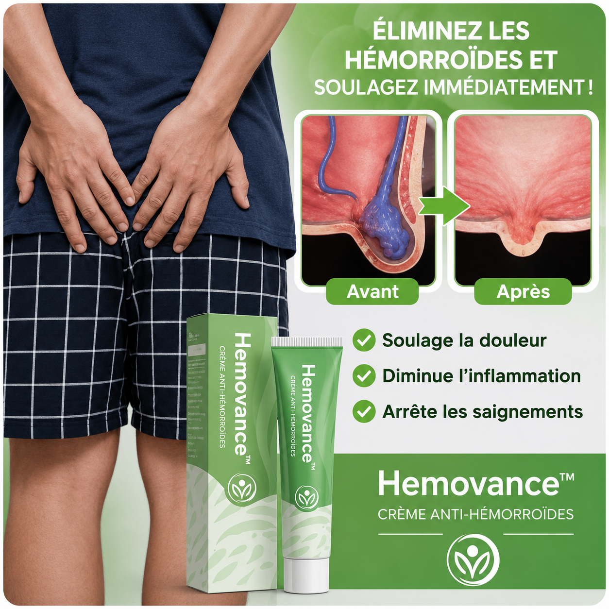 Hemovance™ Crème Anti-Hémorroïdes | Traite 99% des hémorroïdes dès la première application !