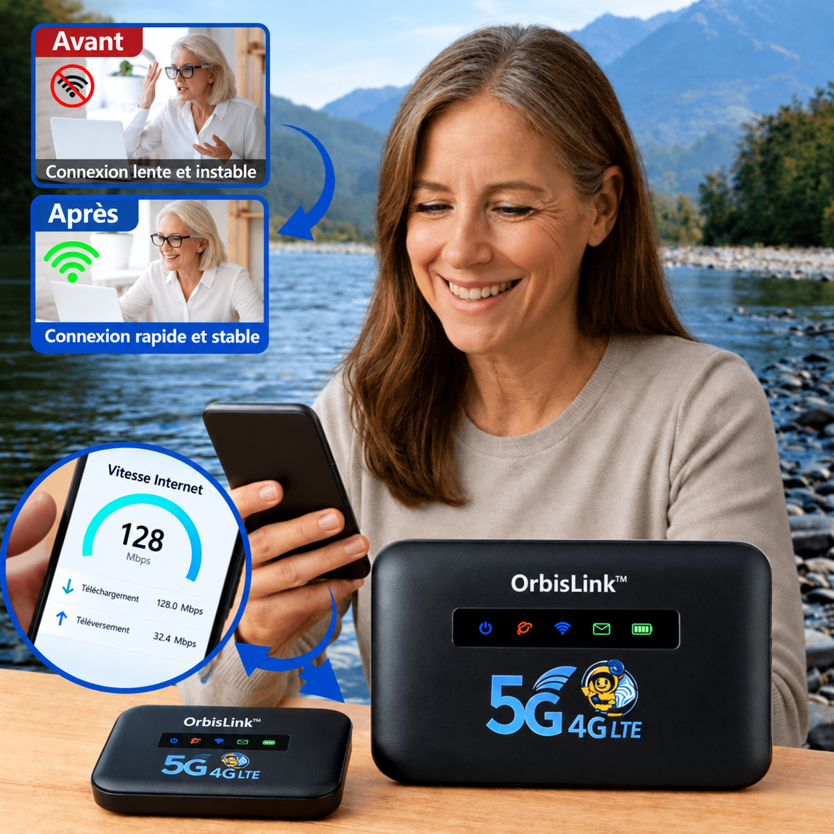OrbisLink™ Routeur Wi-Fi Mondial | Débloquez un internet ultra-rapide dans plus de 150 pays en moins de 5 secondes !