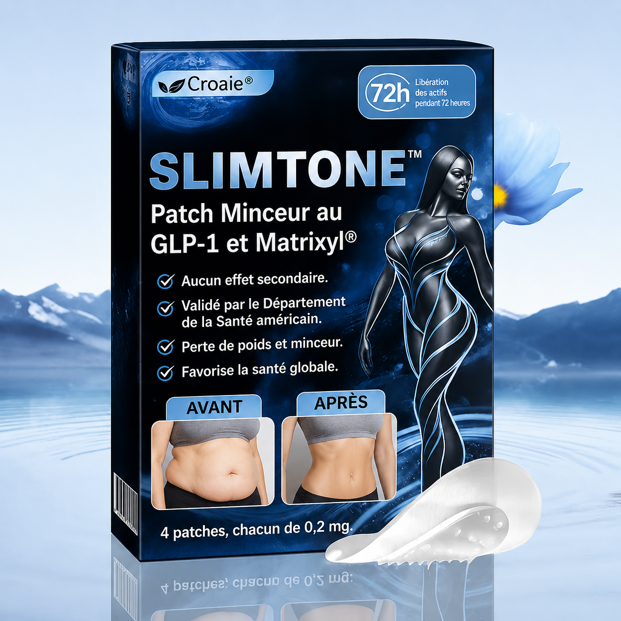SlimTone™ Patch Minceur au GLP-1 et Matrixyl® | Réduit le ventre et raffermit la peau en 7 jours, sans aiguille!
