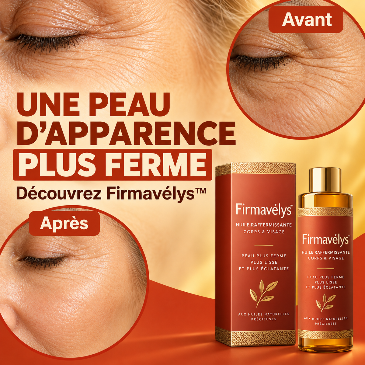 Firmavélys™ Huile Raffermissante Corps & Visage | Retend la Peau Flasque en 24h, Sans Aiguilles ni Chirurgie!