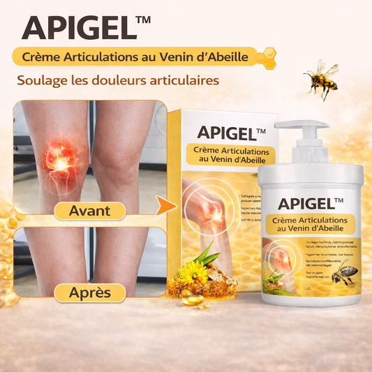 APIGEL™ Crème Articulations au Venin d’Abeille | Éliminez douleurs et raideurs en 3 minutes !