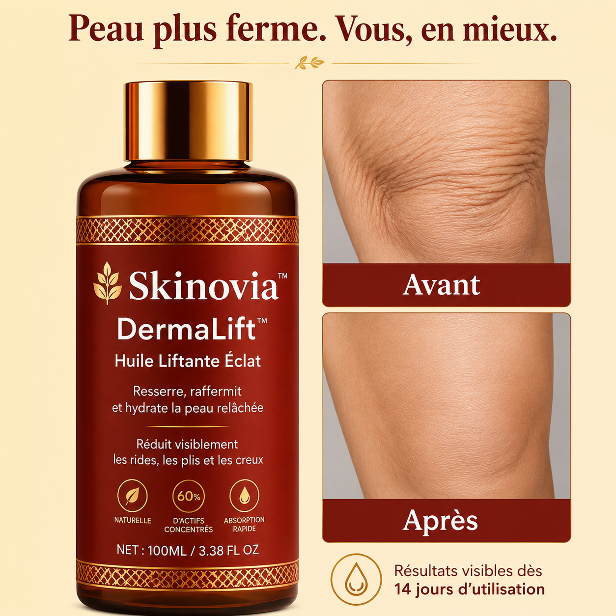 Skinovia™ Huile Lifting Éclair | Raffermit une peau flasque en 24h chrono!