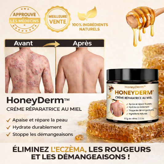 HoneyDerm™ Crème Réparatrice au Miel | Répare la barrière cutanée et élimine irritations et rougeurs en 3 minutes !