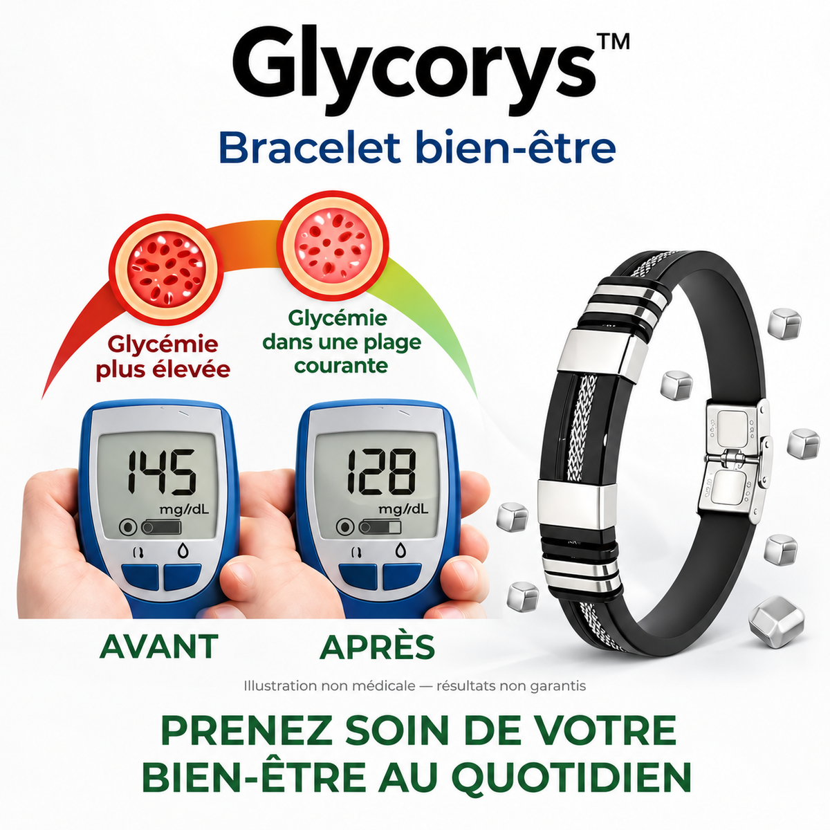 Glycorys™ Bracelet Régulateur de Glycémie | Stabilisez votre taux de sucre en 7 jours !