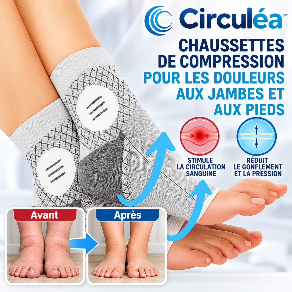 Circuléa™ Chaussettes de compression | Soulage les articulations en 10 minutes !