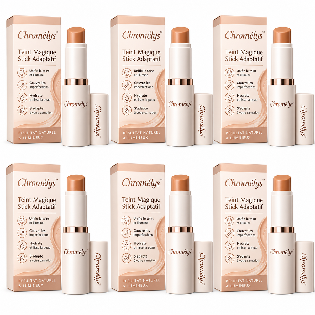 Chromélys™ Teint Magique Stick Adaptatif | Obtenez un teint parfait qui s’accorde à votre peau !
