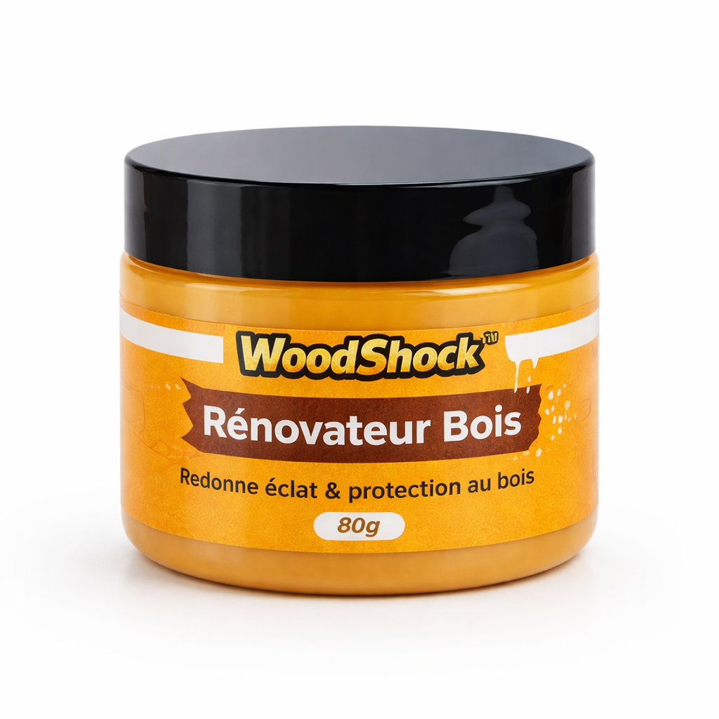 WoodShock™ Rénovateur Bois | Redonnez vie à votre bois et effacez taches et ternissures en quelques minutes !
