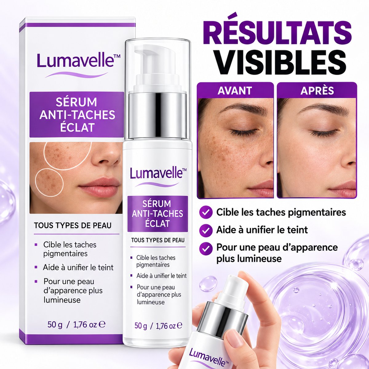 Lumavelle™ Sérum Anti-Taches Éclaircissant | Effacez vos taches brunes en 72 heures chrono!