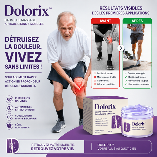 Dolorix™ Crème articulaire | Élimine les douleurs articulaires jusqu'à 87 % en seulement 48 heures !