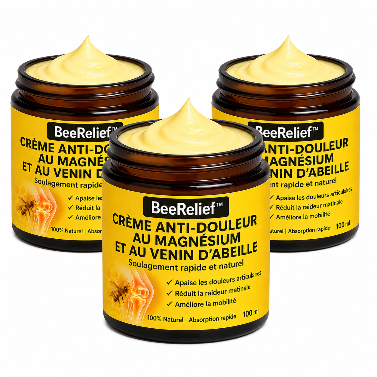 BeeRelief™ Crème Anti-douleur au Magnésium et au Venin d'Abeille | Supprime vos douleurs articulaires en un instant !