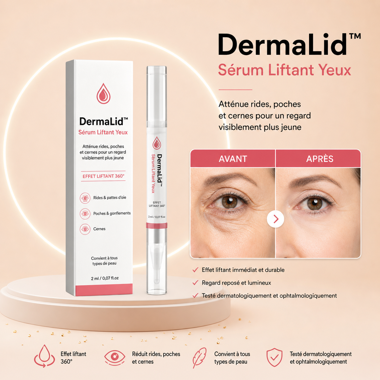 DermaLid™ Sérum Liftant Yeux | Rehaussez vos paupières sans chirurgie dès la première semaine !