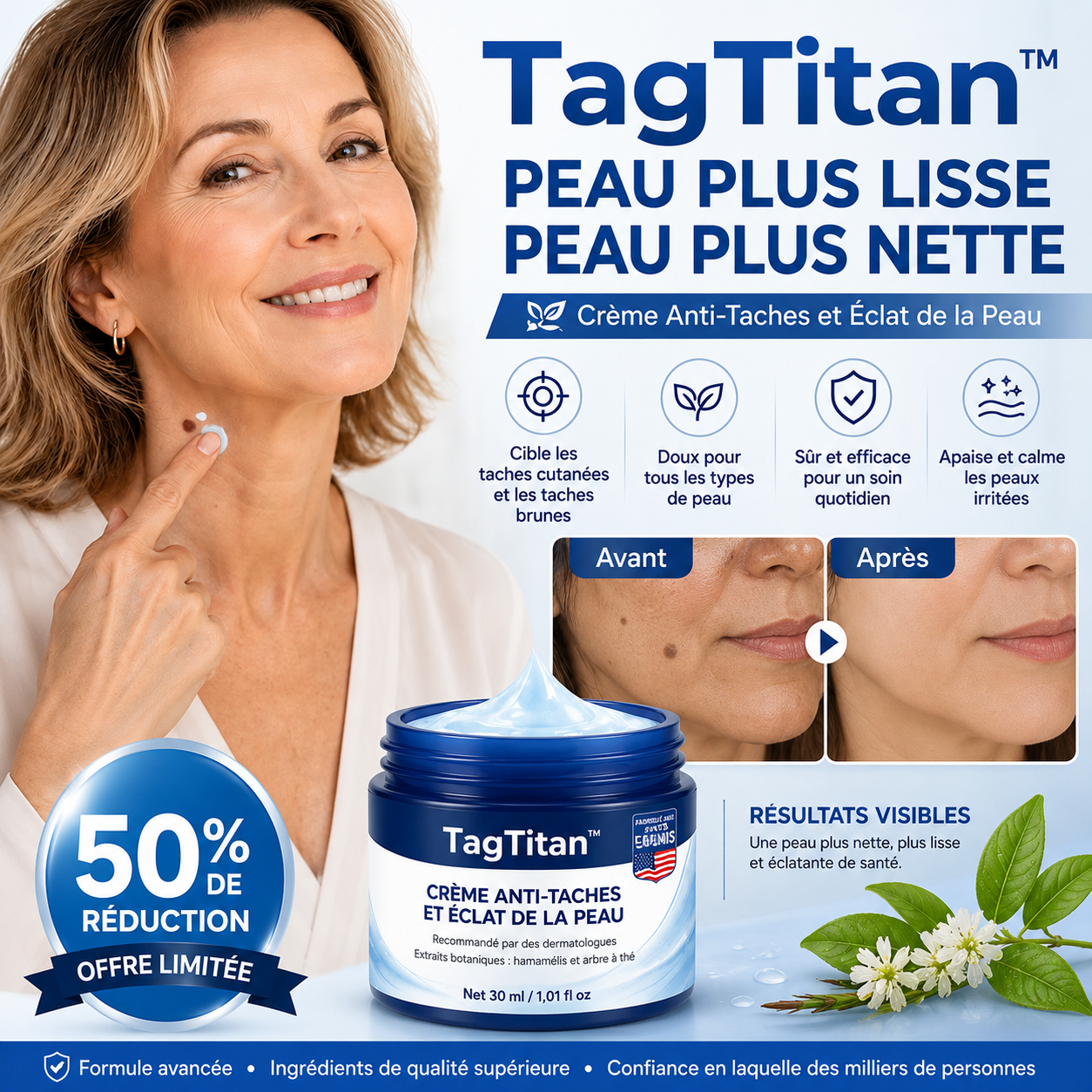 TagTitan™ Crème Renouvellement Peau 3-en-1 | Supprime verrues, taches et petites excroissances en 7 jours !