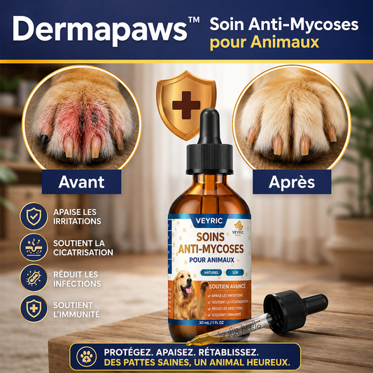 Dermapaws™ Soin Anti-Mycoses pour Animaux | Stoppez grattage et léchage en quelques jours !