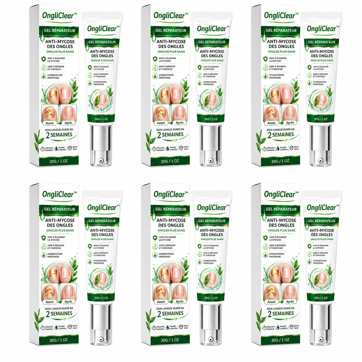 OngliClear™ Gel Réparateur Anti-Mycose | Éliminez les champignons et retrouvez des ongles sains en 7 jours !