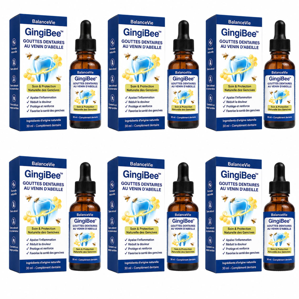 GingiBee™ Gouttes Dentaires au Venin d’Abeille | Renforcez vos gencives et protégez vos dents en 5 jours !