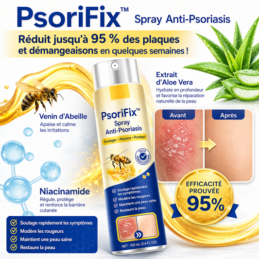 PsoriFix™ Spray Anti-Psoriasis | Réduit jusqu’à 95 % des plaques et démangeaisons en quelques semaines !