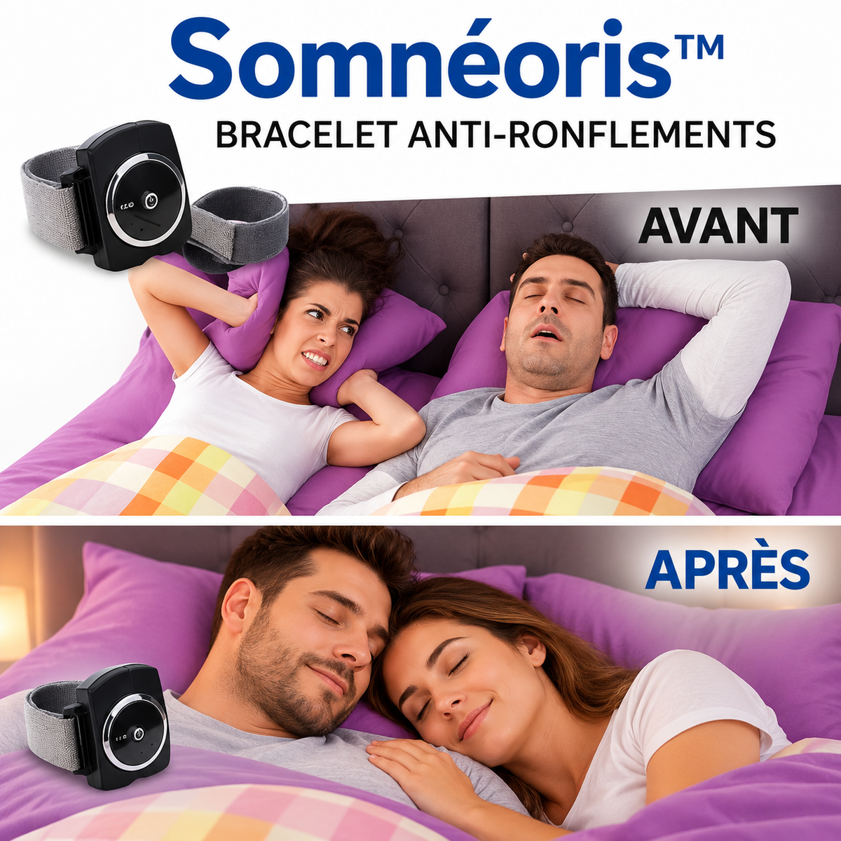 Somnéoris™ Bracelet Anti-Ronflements | Stoppe 97 % des ronflements en 24h – sans CPAP ni chirurgie!