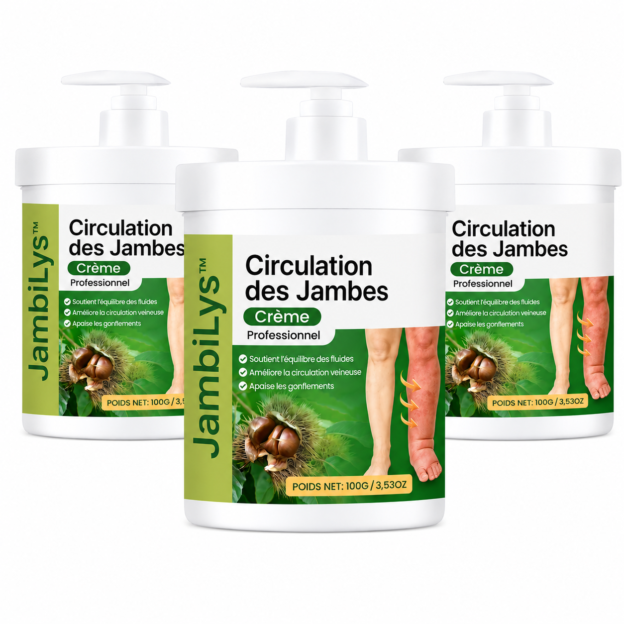 JambiLys™ Crème Anti-Gonflement Jambes Lourdes | Dégonflez vos jambes et retrouvez une sensation de légèreté dès les premières applications !