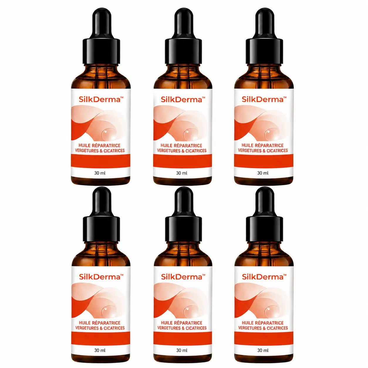 SilkDerma™ Huile Réparatrice Vergetures & Cicatrices | Lissez les marques visibles et retrouvez une peau douce, souple et uniforme !