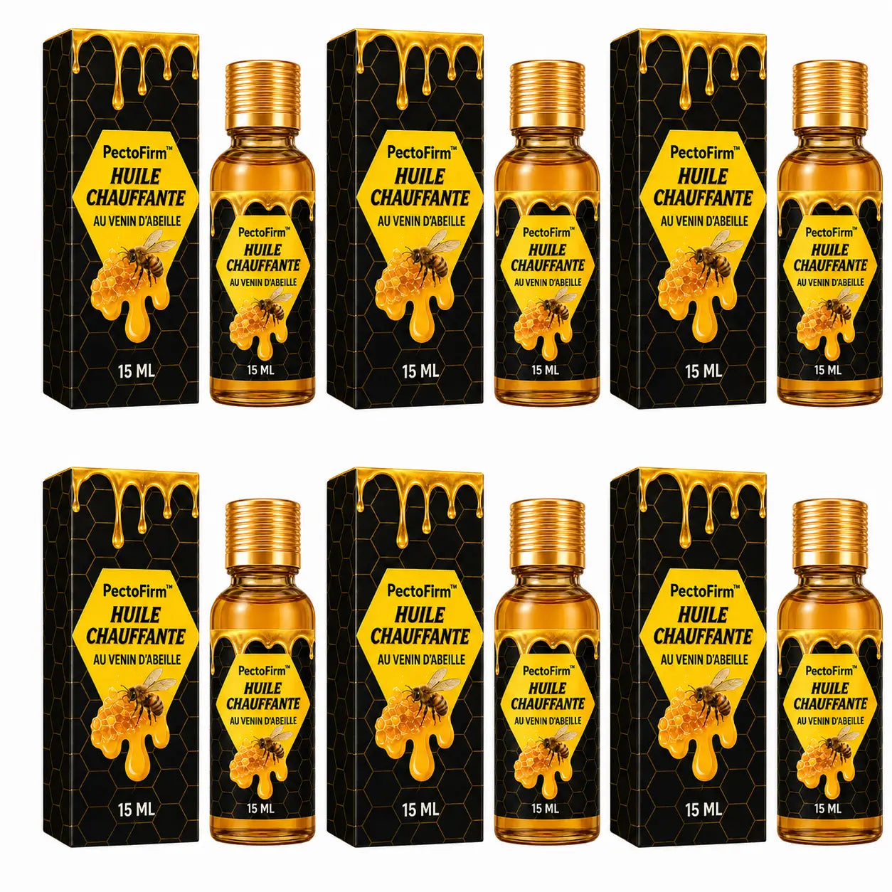 PectoFirm™ Huile Chauffante Gynécomastie au Venin d’Abeille | Réduisez l’effet “seins d’homme” et retrouvez un torse plus plat !