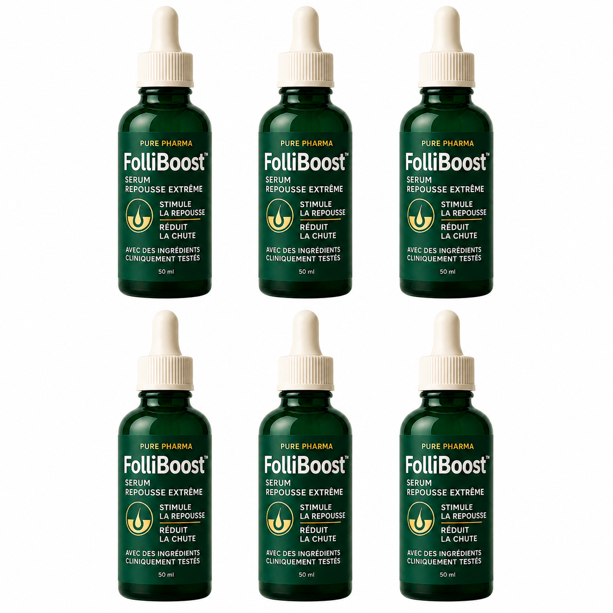 FolliBoost™ Sérum Repousse Extrême | Stoppez la chute des cheveux en 7 jours et comblez les zones dégarnies !