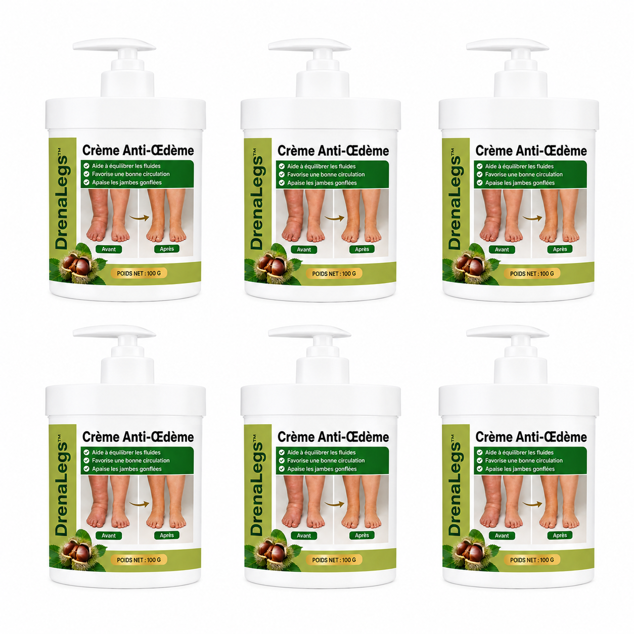 DrenaLegs™ Crème Anti-Œdème | Dégonflez vos chevilles, mollets et jambes lourdes dès les premières applications !